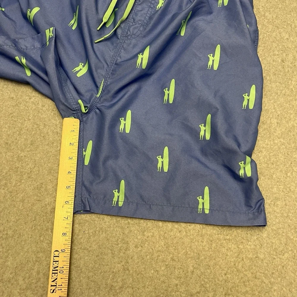 Johnnie O Swim Trunks Men's XL Blue Surf Board AOP Drawstring Beach Resort Sun